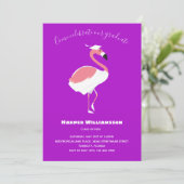 Pink Flamingo Lila Animal Abschluss Einladung (Stehend Vorderseite)