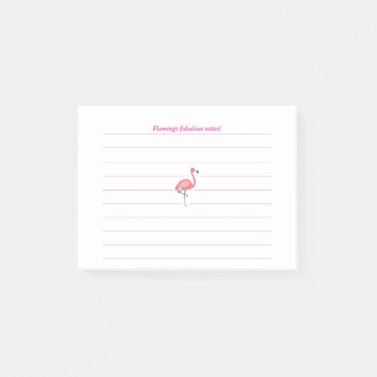 Pink Flamingo Lined Post-it Klebezettel (Vorderseite)