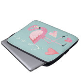 Pink Flamingo Love Electronics Bag Laptopschutzhülle (Vorne Knopf)