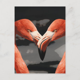 Pink Flamingo Love Heart Shape Valentines Day Feiertagspostkarte
