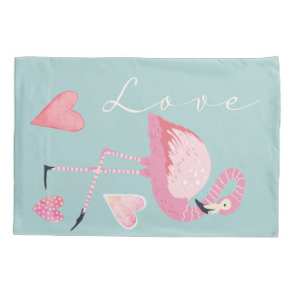 Pink Flamingo Love Pillowcase Kissenbezug