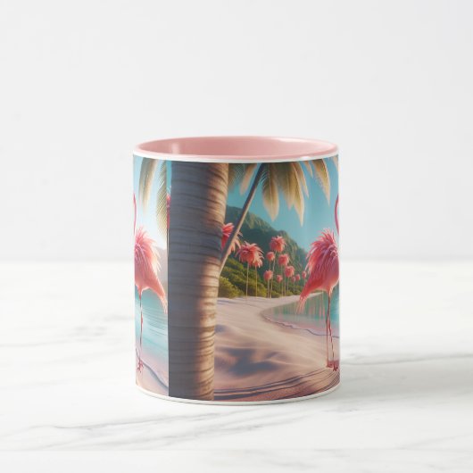 Pink Flamingo Love Tropical Beach Sun Tasse (Zentrum)