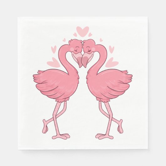 Pink Flamingo Love Tropical Beach Wedding Serviette (Vorderseite)
