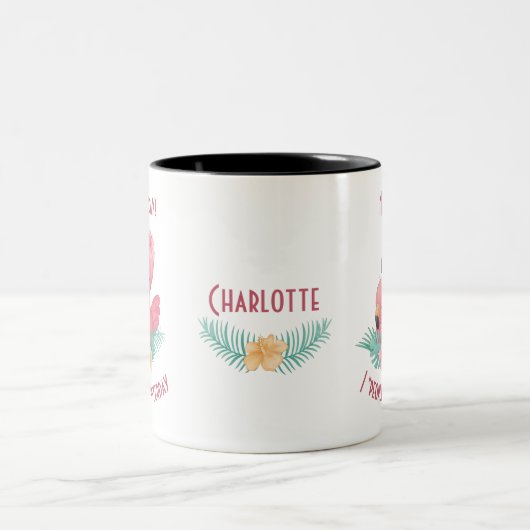 Pink Flamingo lustiges Zitat "gestern Menschen" Zweifarbige Tasse (Mittel)