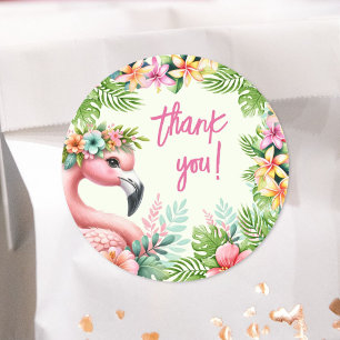Pink Flamingo Mädchen Geburtstagsfeier  Runder Aufkleber