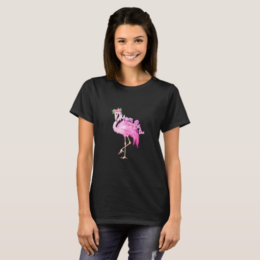 Pink Flamingo Mama Bird Weihnachtsliegefamilie T-Shirt (Vorne ganz)
