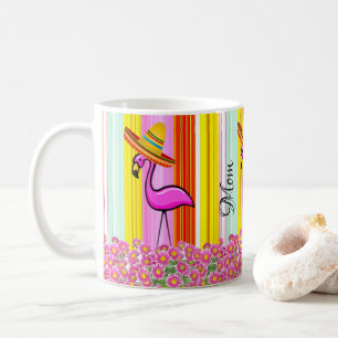 Pink Flamingo Mama Streifen Tasse