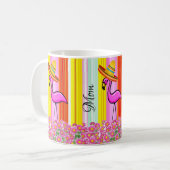 Pink Flamingo Mama Streifen Tasse (Vorderseite Links)