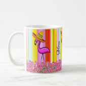 Pink Flamingo Mama Streifen Tasse (Links)