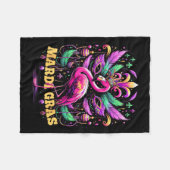 Pink Flamingo Mardi Gras Crown And Beads Mask Carn Fleecedecke (Vorderseite (Horizontal))