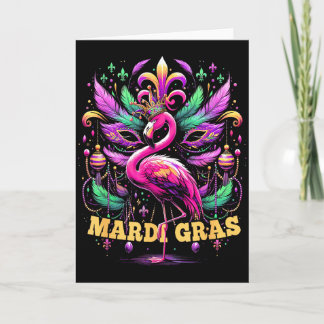 Pink Flamingo Mardi Gras Crown And Beads Mask Carn Karte