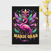 Pink Flamingo Mardi Gras Crown And Beads Mask Carn Karte (Gelbe Blume)