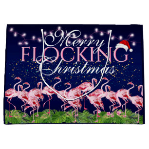 Pink Flamingo Merry Flocking Weihnachts Flamingos Große Geschenktüte