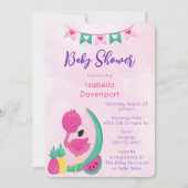 Pink Flamingo mit Ananas & Watermelon Dusche Einladung (Vorderseite)