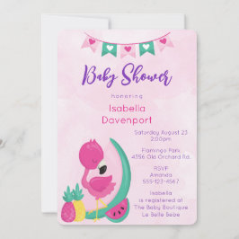 Pink Flamingo mit Ananas & Watermelon Dusche Einladung