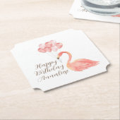 Pink Flamingo mit Balloons Custom Happy Birthday Untersetzer (angewinkelt)