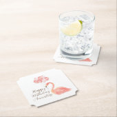 Pink Flamingo mit Balloons Custom Happy Birthday Untersetzer (Vor Ort)