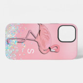 Pink Flamingo Mit Monogramm iPhone Hülle (Rückseite (Horizontal))