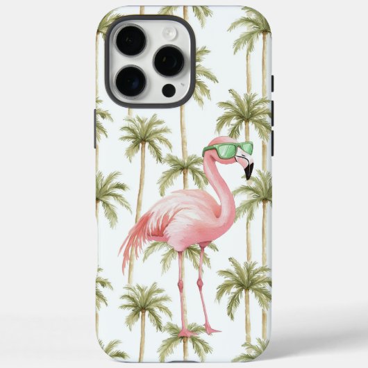 Pink Flamingo mit Sonnenbrille Palmen Bäume Case-Mate iPhone Hülle (Rückseite)