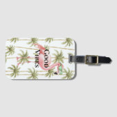 Pink Flamingo mit Sonnenbrille Palmen Bäume Gepäckanhänger (Vorderseite (Horizontal))