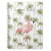 Pink Flamingo mit Sonnenbrille Palmen Bäume Notizblock (Vorderseite)