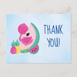 Pink Flamingo mit Watermelon & Ananas Dank Postkarte