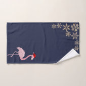 Pink Flamingo mit Weihnachtsmannmütze, Schneeflock Badhandtuch Set (Handtuch)
