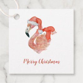 Pink Flamingo mit Weihnachtsmannmütze Weihnachtsge Geschenkanhänger