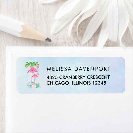 Pink Flamingo Momma & Baby mit Palmen Bäumen (Insitu)