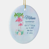 Pink Flamingo Momma & Baby mit Palmen Bäumen Keramikornament (Rechts)