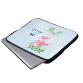 Pink Flamingo Momma & Baby mit Palmen Bäumen Laptopschutzhülle (Vorne Knopf)