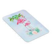 Pink Flamingo Momma & Baby mit Palmen Bäumen Magnet (Rechte Seite)