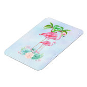 Pink Flamingo Momma & Baby mit Palmen Bäumen Magnet (Linke Seite)