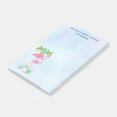 Pink Flamingo Momma & Baby mit Palmen Bäumen Post-it Klebezettel (angewinkelt)