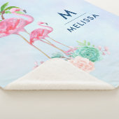 Pink Flamingo Momma & Baby mit Palmen Bäumen Sherpadecke (3/4)