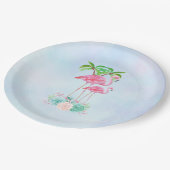 Pink Flamingo Momma & Baby Pappteller (Schrägansicht)