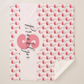 Pink Flamingo Monogram Animal Weihnachten Sherpadecke (Vorderseite)