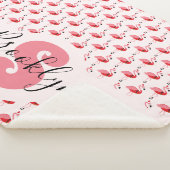 Pink Flamingo Monogram Animal Weihnachten Sherpadecke (3/4)