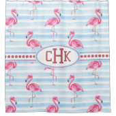 Pink Flamingo Monogram Duschvorhang (Vorderseite)