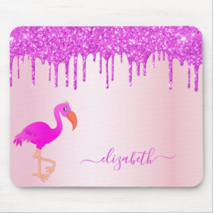 Pink Flamingo-Monogram Mousepad