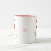Pink Flamingo & Monogram Zwei-Tone-Kaffee-Tasse Zweifarbige Tasse (Mittel)