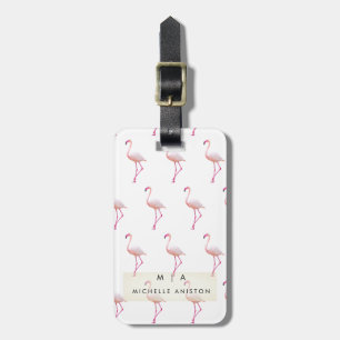 Pink Flamingo   Monogramm Custom Gepäckanhänger