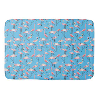 Pink Flamingo Muster auf blau Badematte