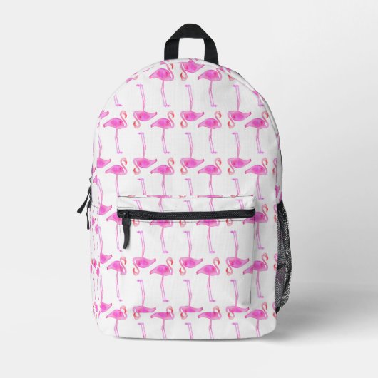 Pink Flamingo Muster Bedruckter Rucksack (Vorderseite)