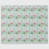 Pink Flamingo Muster Geschenkpapier (Flach)