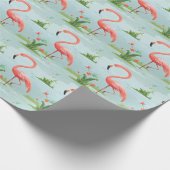 Pink Flamingo Muster Geschenkpapier (Ecke)