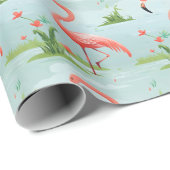 Pink Flamingo Muster Geschenkpapier (Rolleneckpunkt)