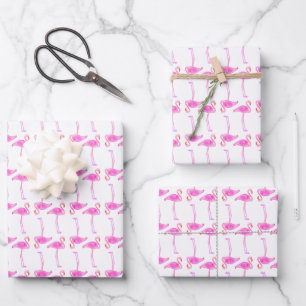 Pink Flamingo Muster Geschenkpapier Set
