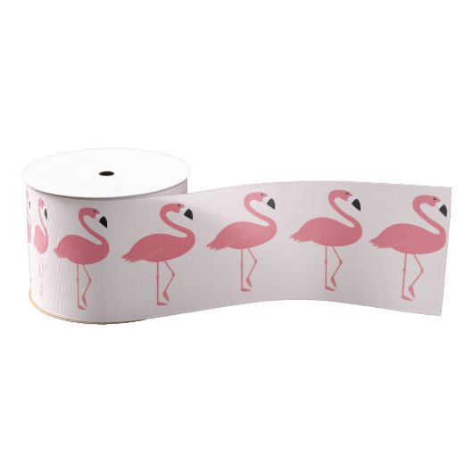 Pink Flamingo Muster Grosgrain Ribbon Ripsband (Spule)