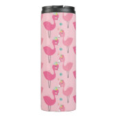 Pink Flamingo Muster Individuelle Name Template Thermosbecher (Rückseite)